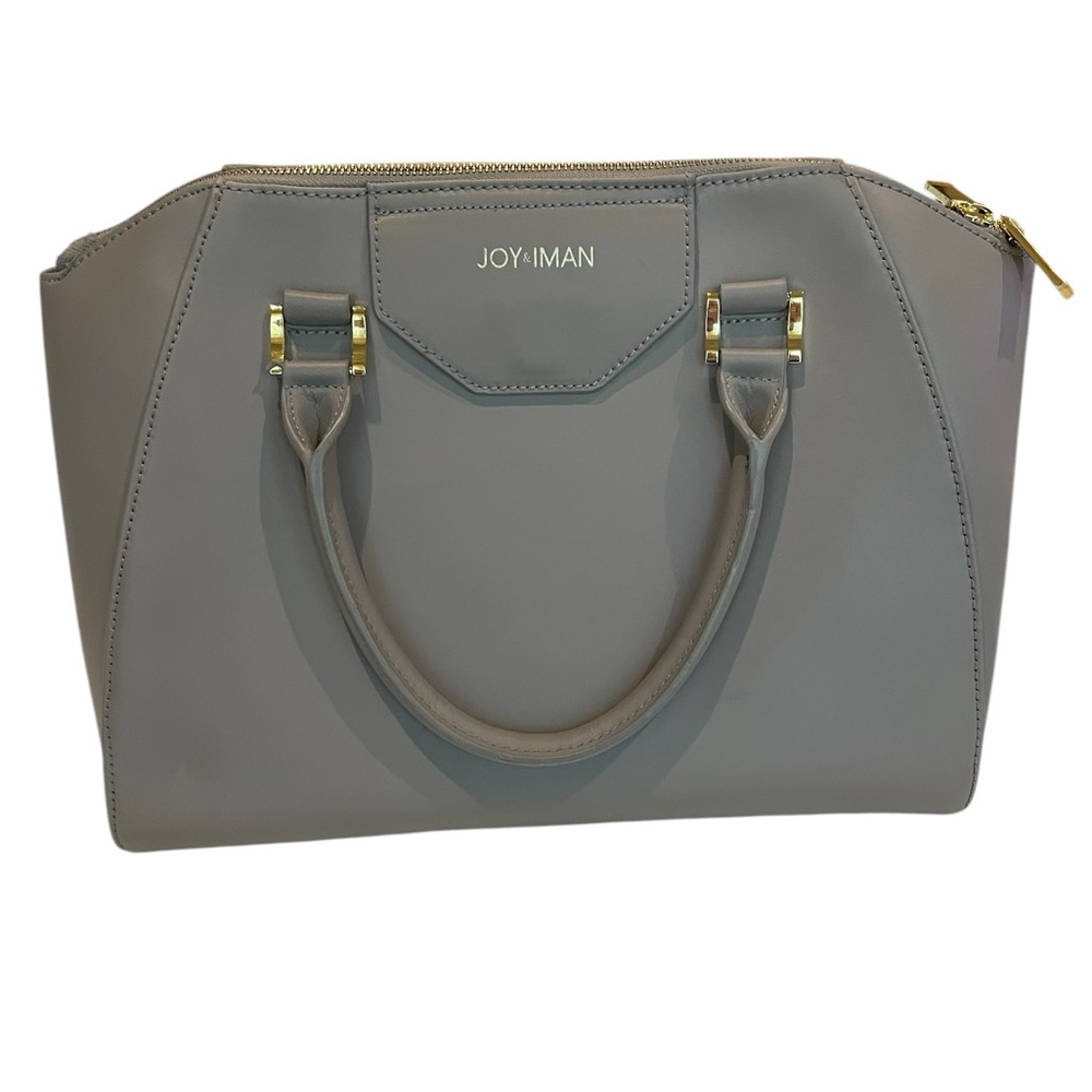 Joy & Iman Tassel Chic Leather Satchel with RFID Crossbody Gray